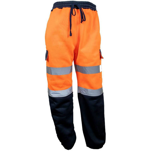 Hi Vis Safety Color Block Sweatpants Reflective Joggers | Safety orange